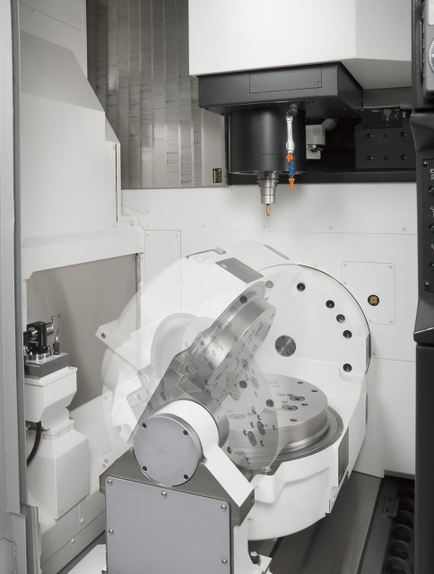 Inside view of the trunnion table of an Okuma MU-4000V 5-axis vertical machining center. (Image courtesy of Okuma.)