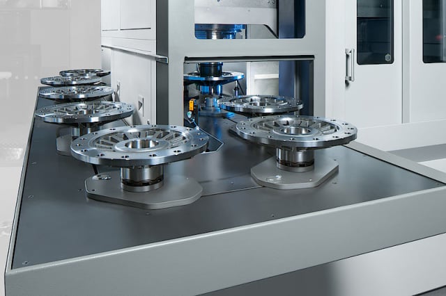 EMAG's inverted vertical lathes offer built-in automation. (Image courtesy of EMAG.)